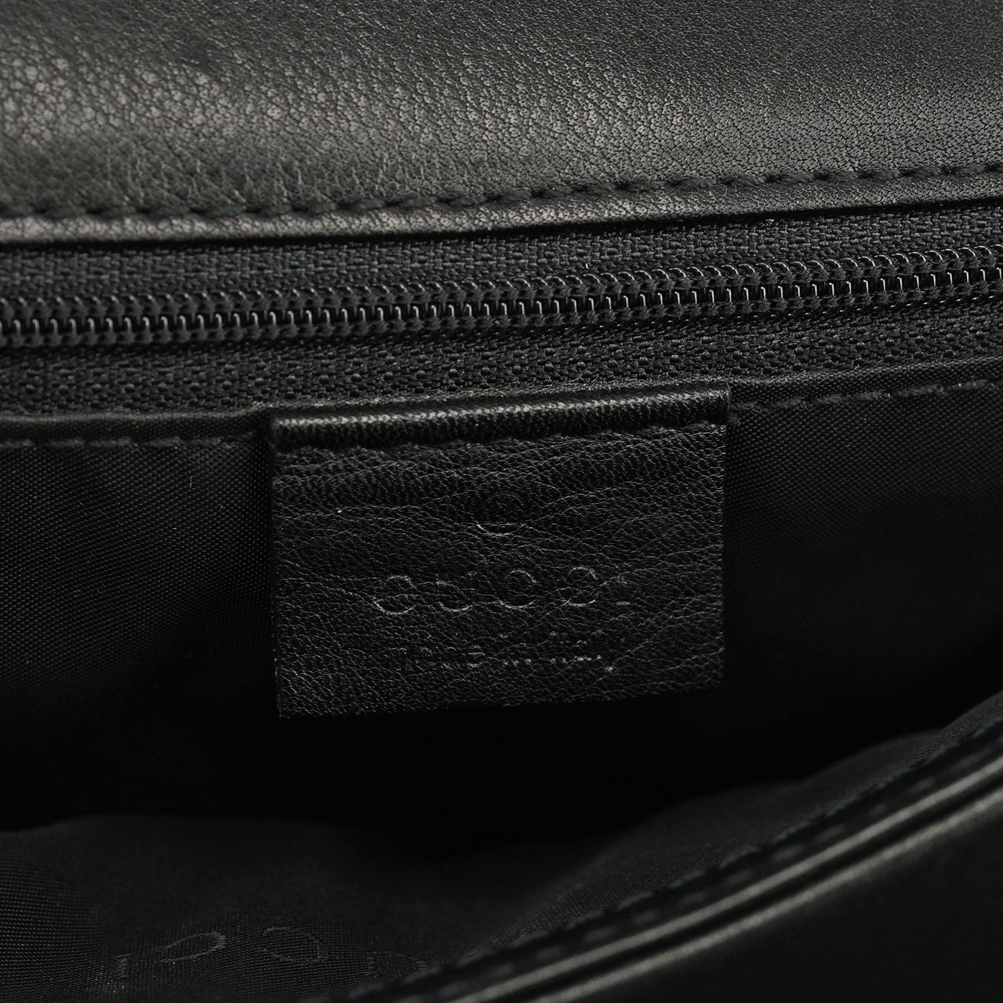 Black Calfskin Bamboo Flap Shoulder Bag