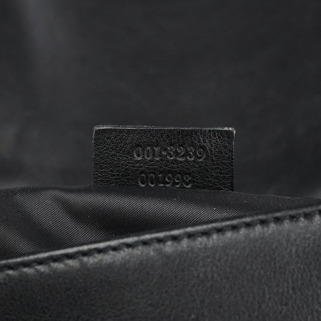 Black Calfskin Bamboo Flap Shoulder Bag
