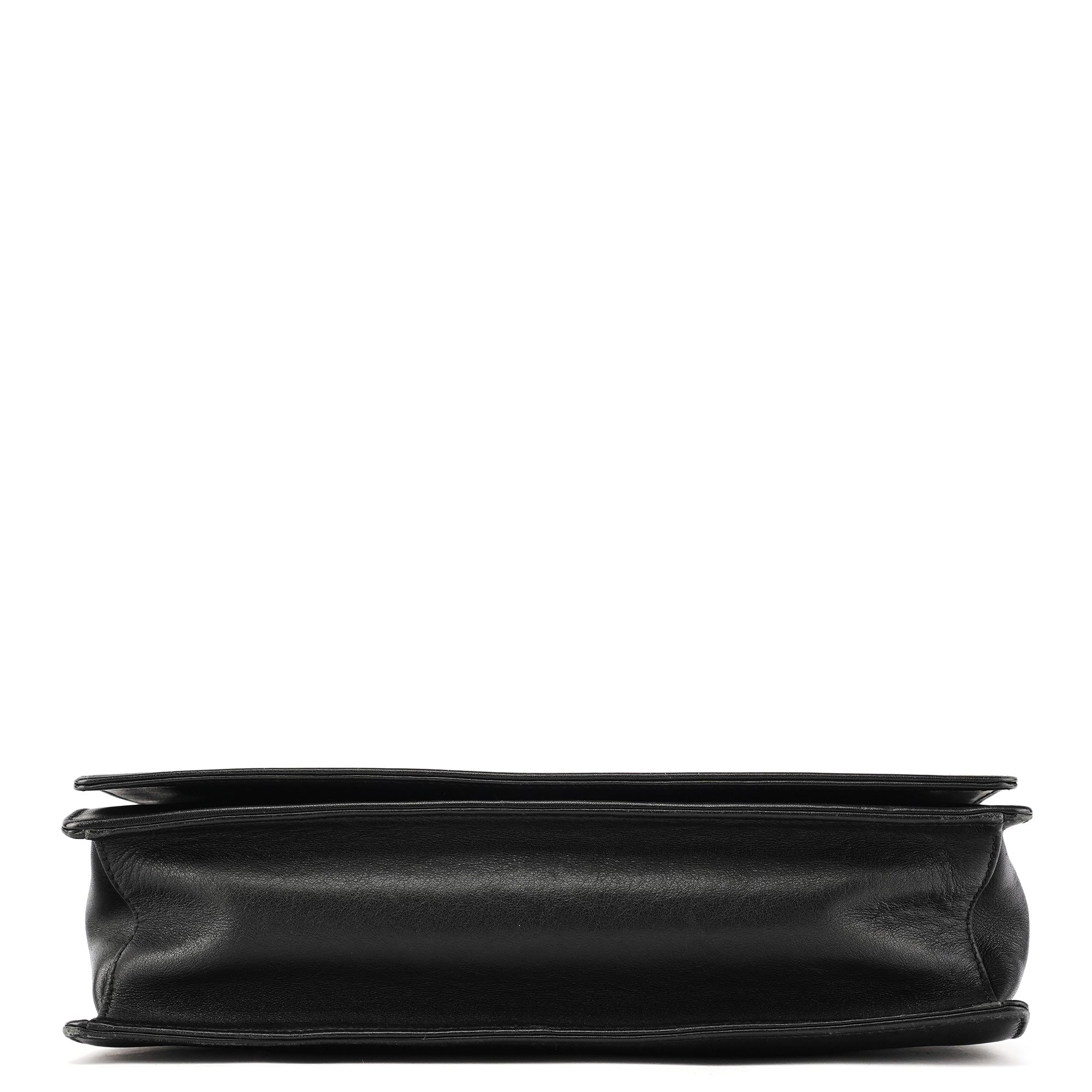 Black Calfskin Bamboo Flap Shoulder Bag