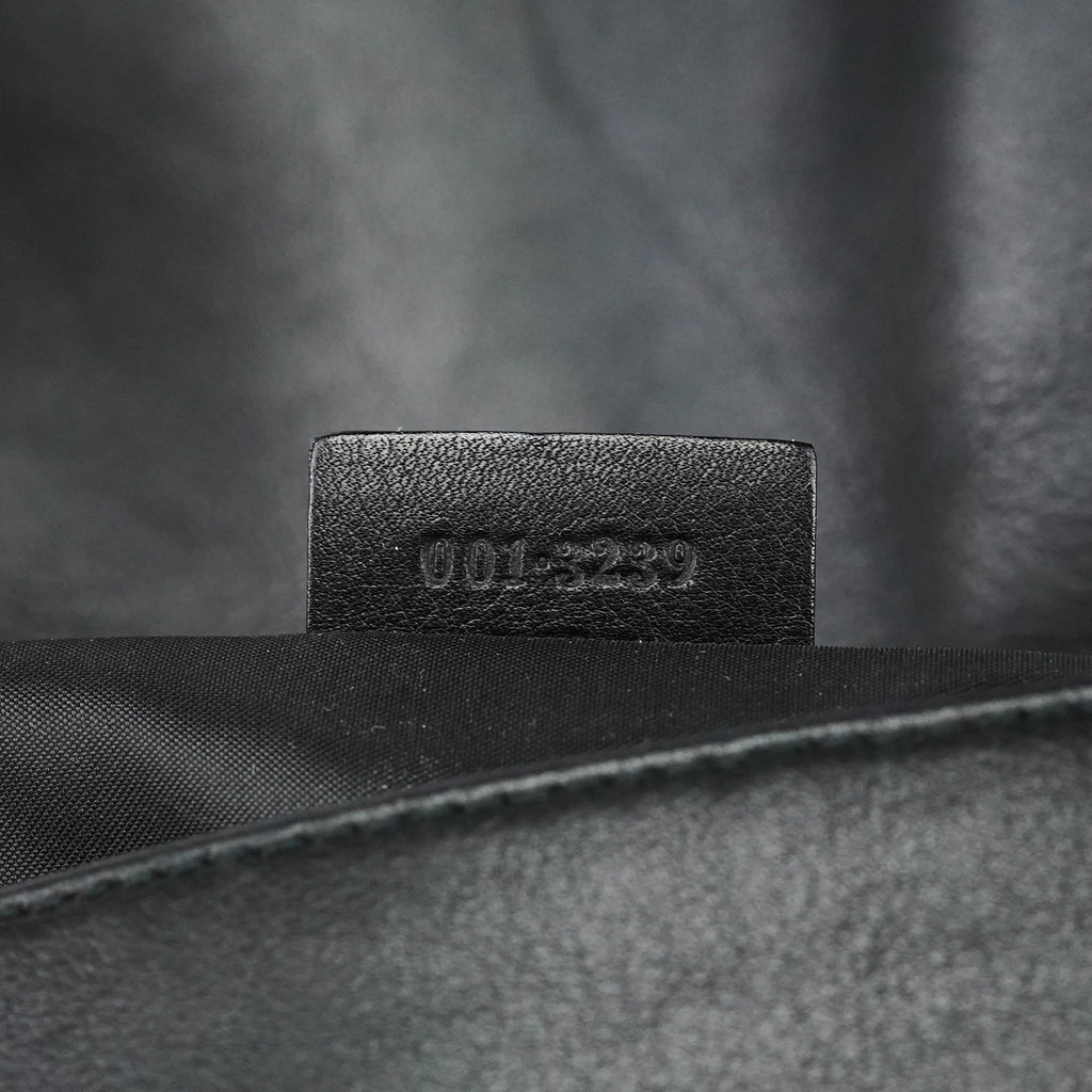 Black Calfskin Bamboo Flap Shoulder Bag