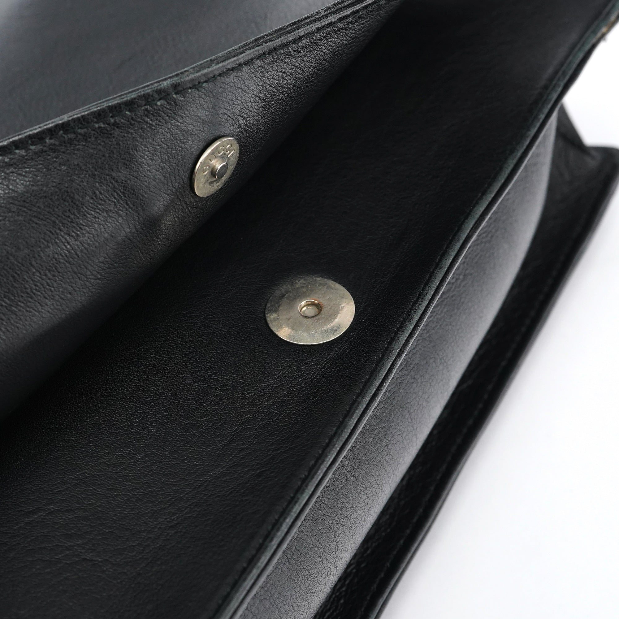 Black Calfskin Bamboo Flap Shoulder Bag