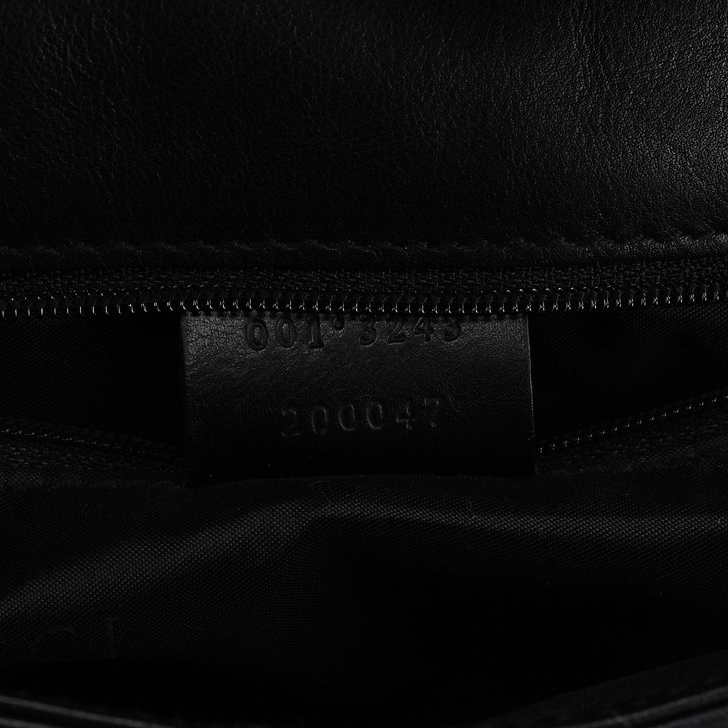 Black Calfskin Bamboo Flap Shoulder Bag