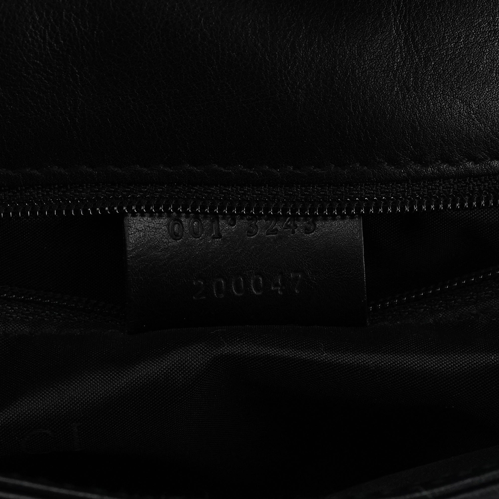 Black Calfskin Bamboo Flap Shoulder Bag
