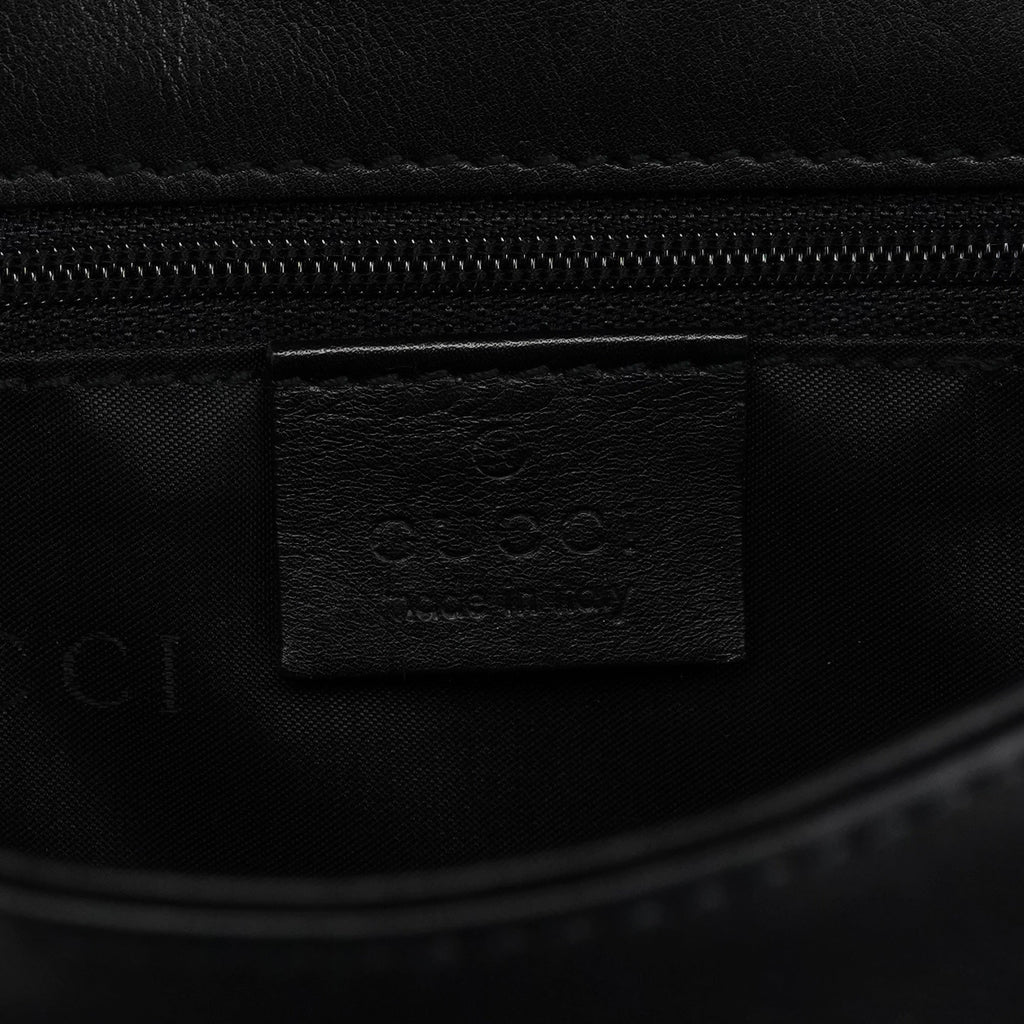Black Calfskin Bamboo Flap Shoulder Bag