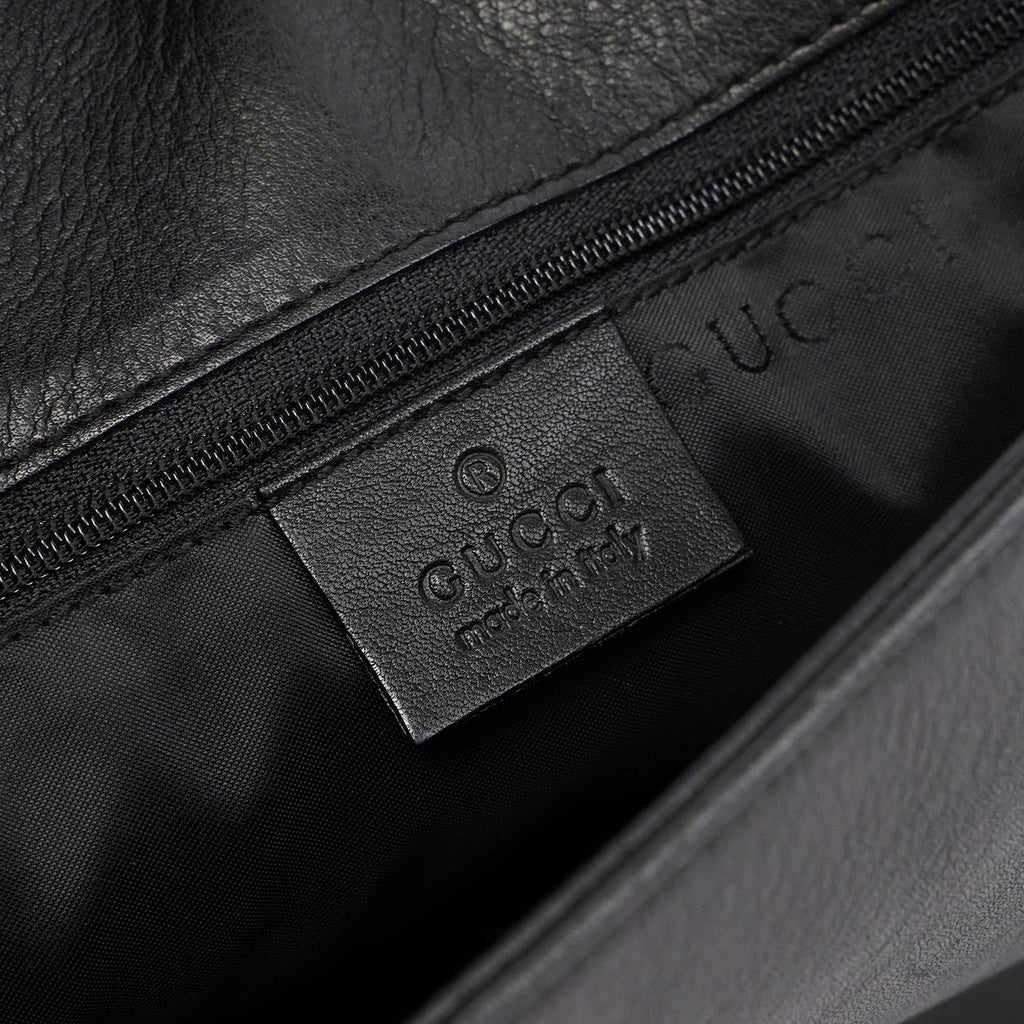 Black Calfskin Bamboo Flap Shoulder Bag