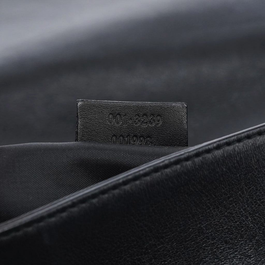 Black Calfskin Bamboo Flap Shoulder Bag