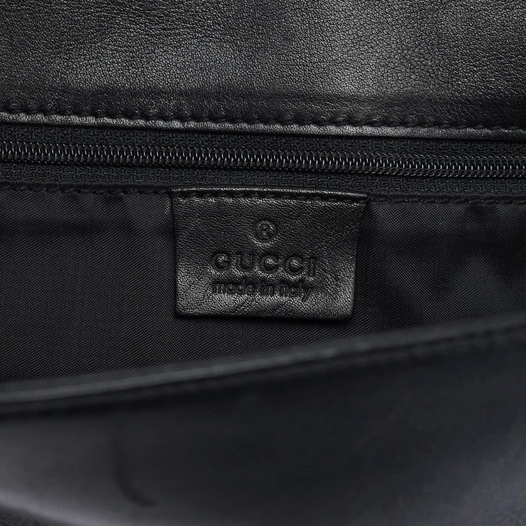 Black Calfskin Bamboo Flap Shoulder Bag