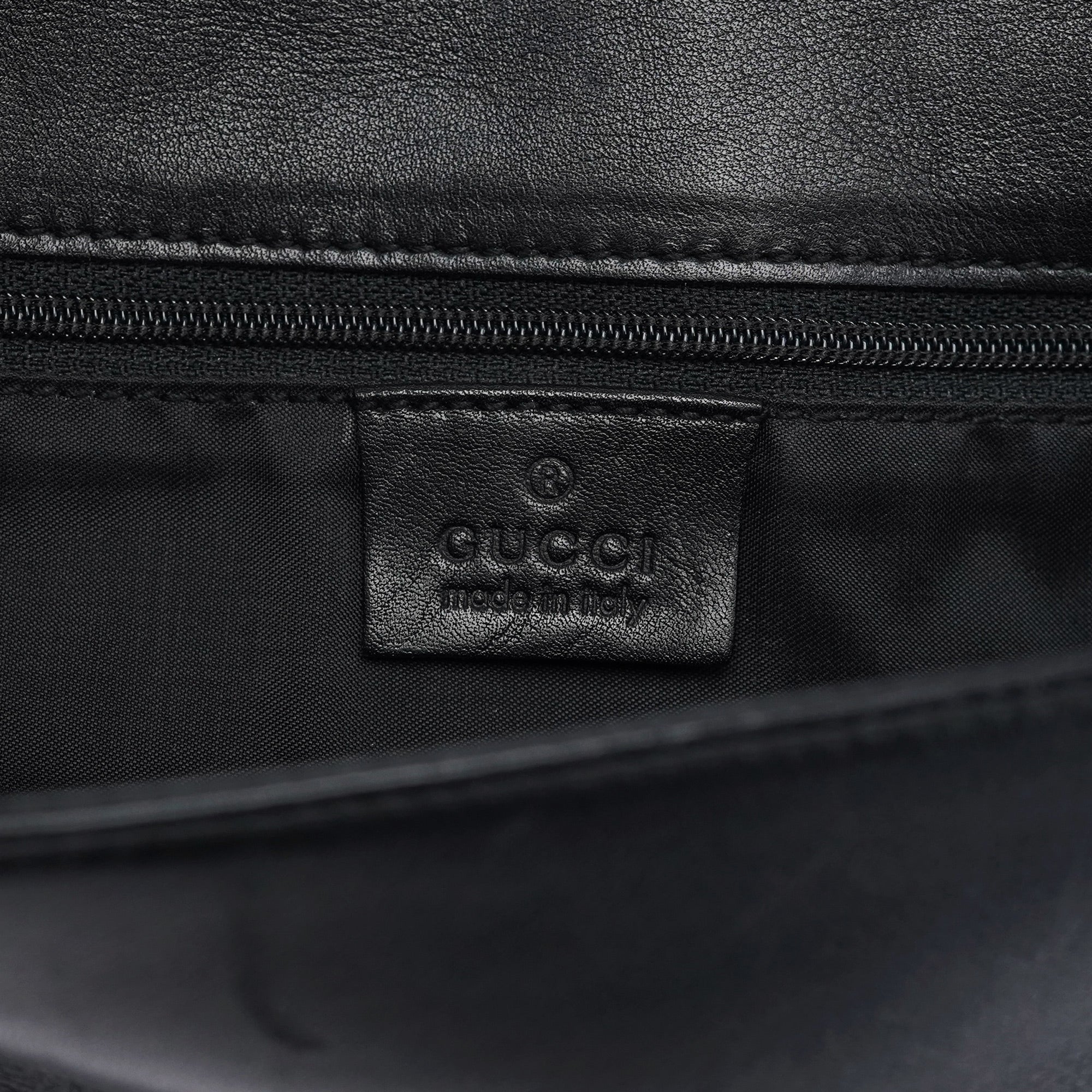Black Calfskin Bamboo Flap Shoulder Bag