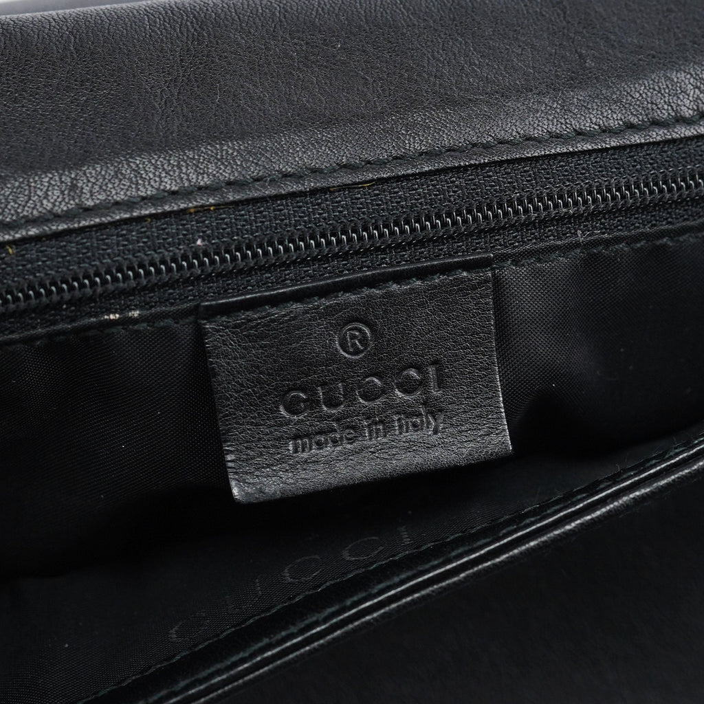 Black Calfskin Bamboo Flap Shoulder Bag