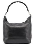 Black Calfskin Bamboo Shoulder Bag