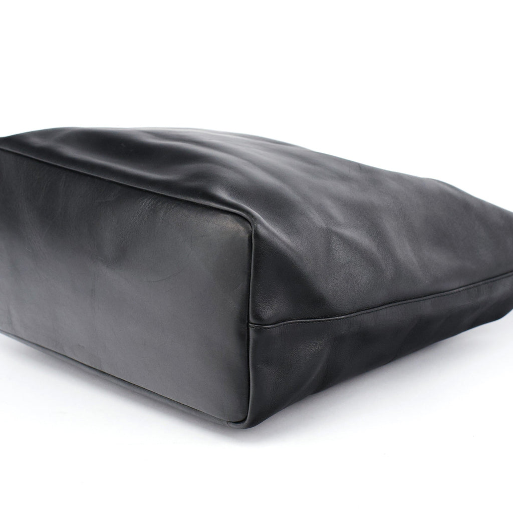 Black Calfskin Bamboo Shoulder Bag