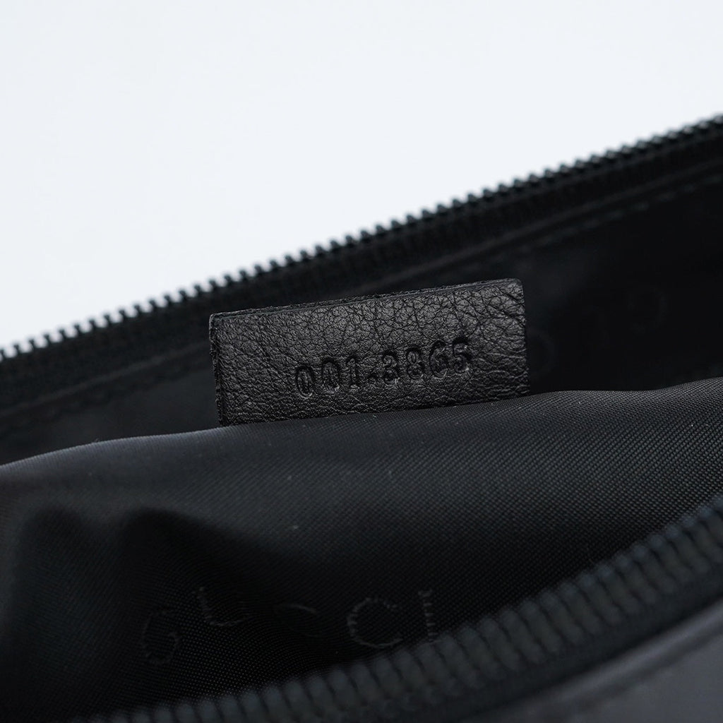 Black Calfskin Bamboo Shoulder Bag