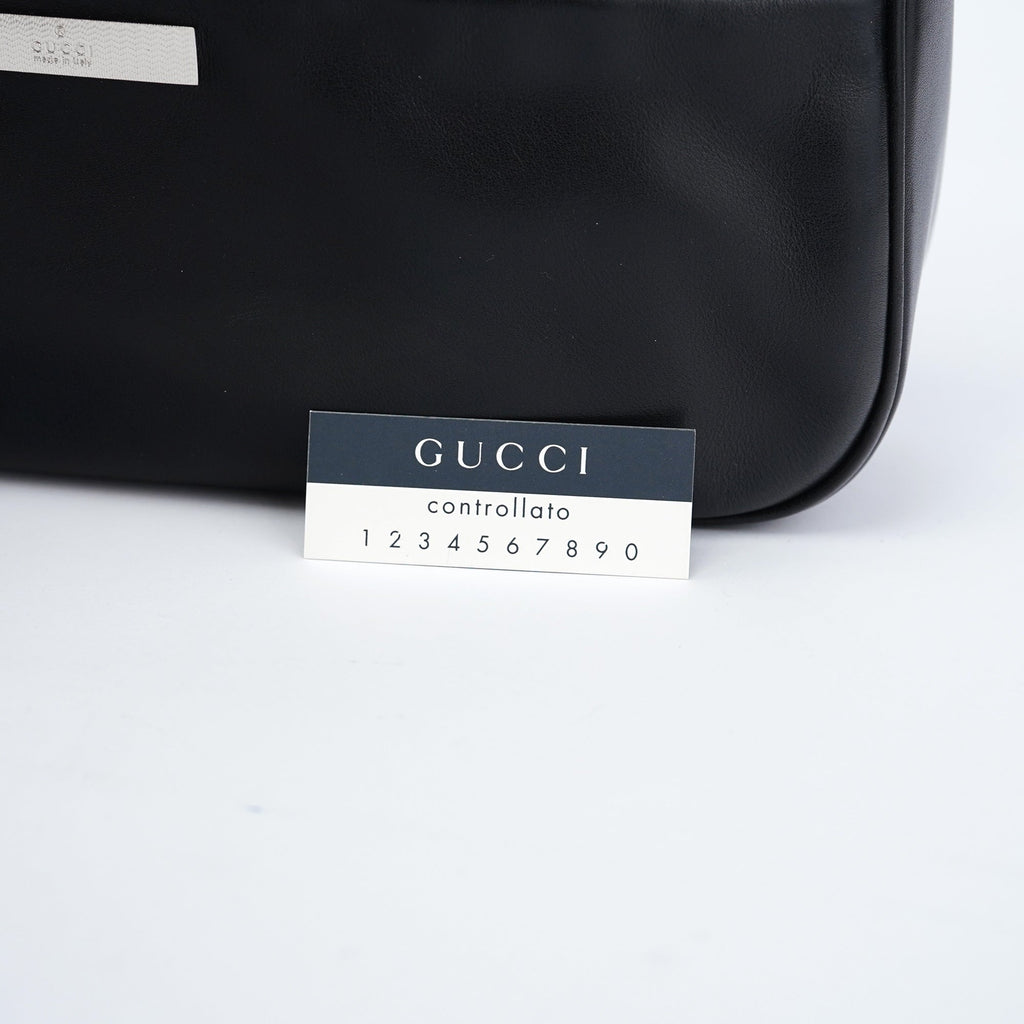 Black Calfskin Bamboo Shoulder Bag