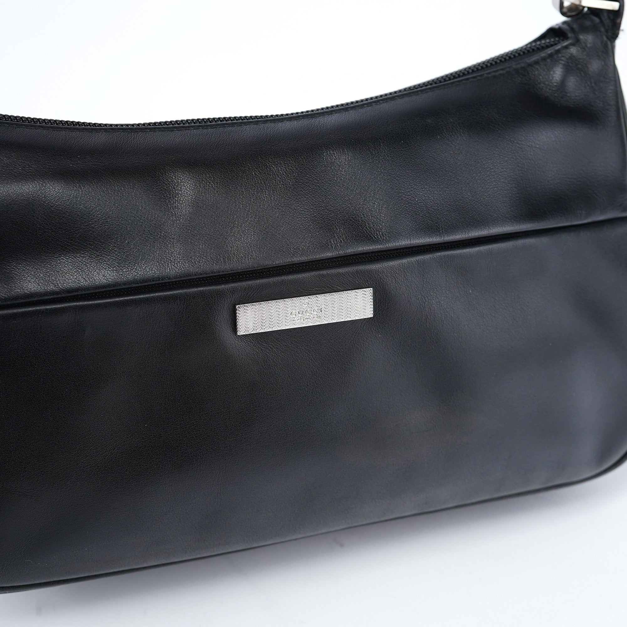 Black Calfskin Bamboo Shoulder Bag