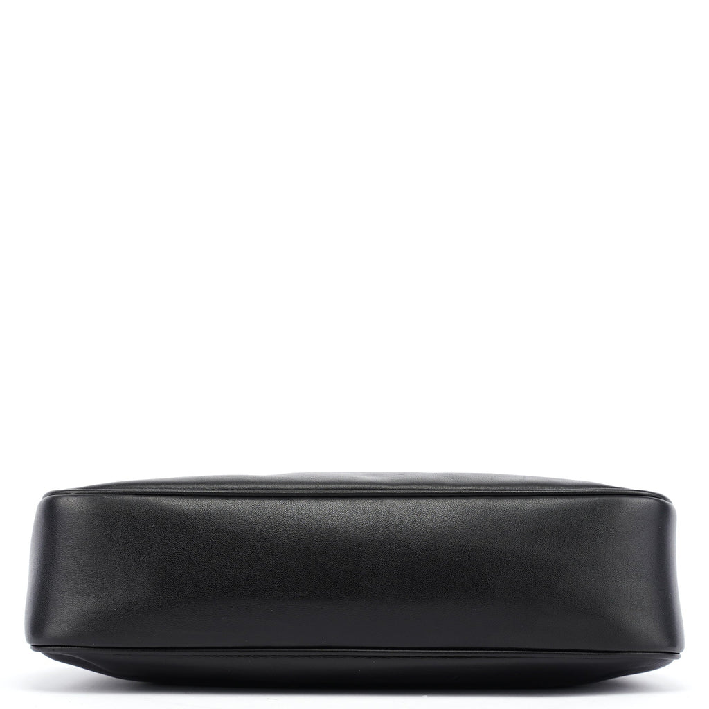 Black Calfskin Bamboo Shoulder Bag