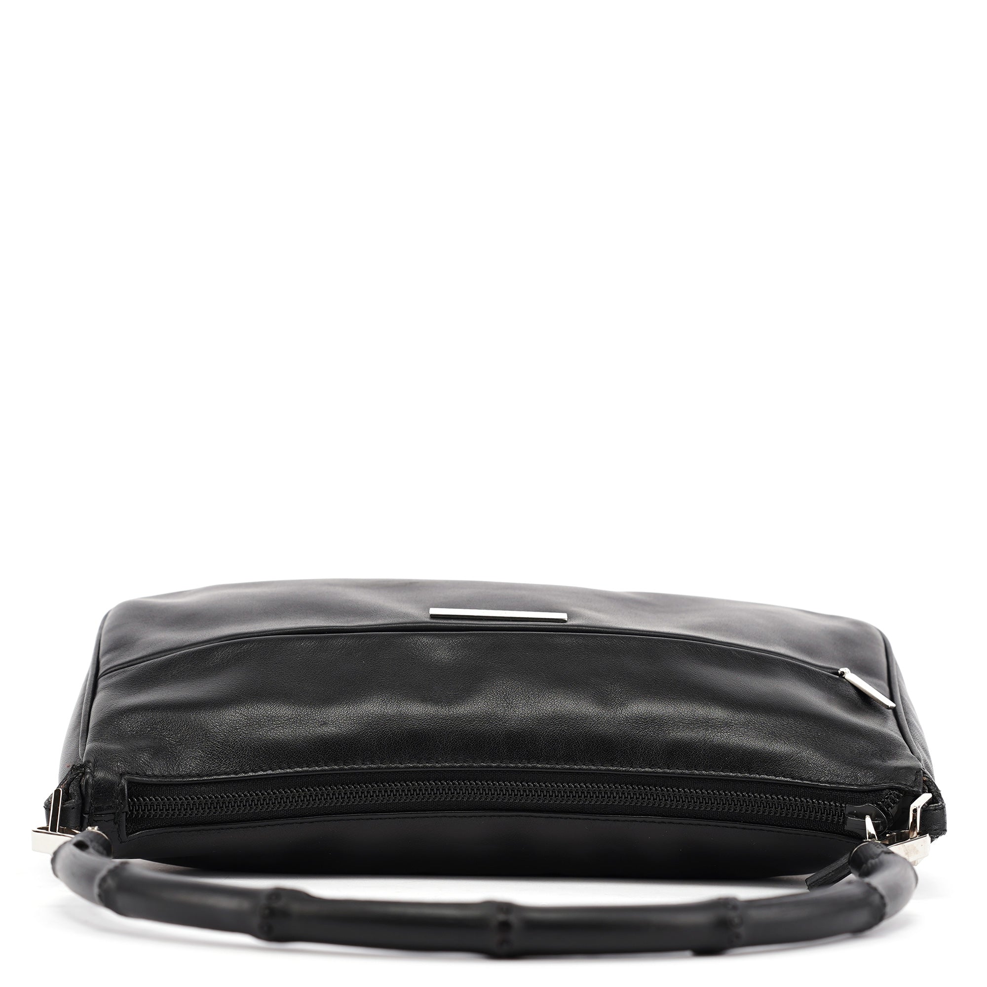 Black Calfskin Bamboo Shoulder Bag