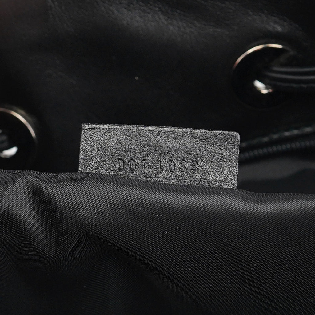 Black Calfskin Bamboo Shoulder Bag
