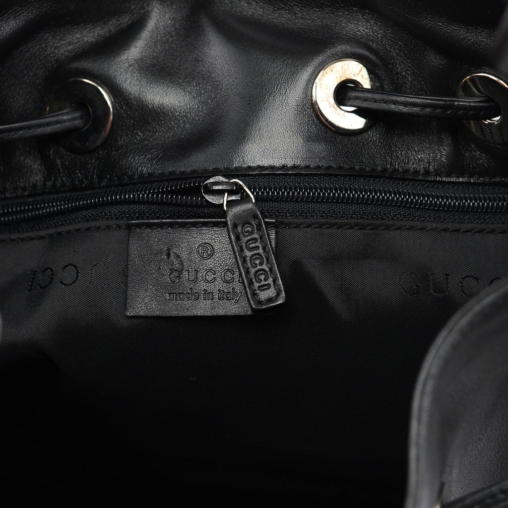 Black Calfskin Bamboo Shoulder Bag