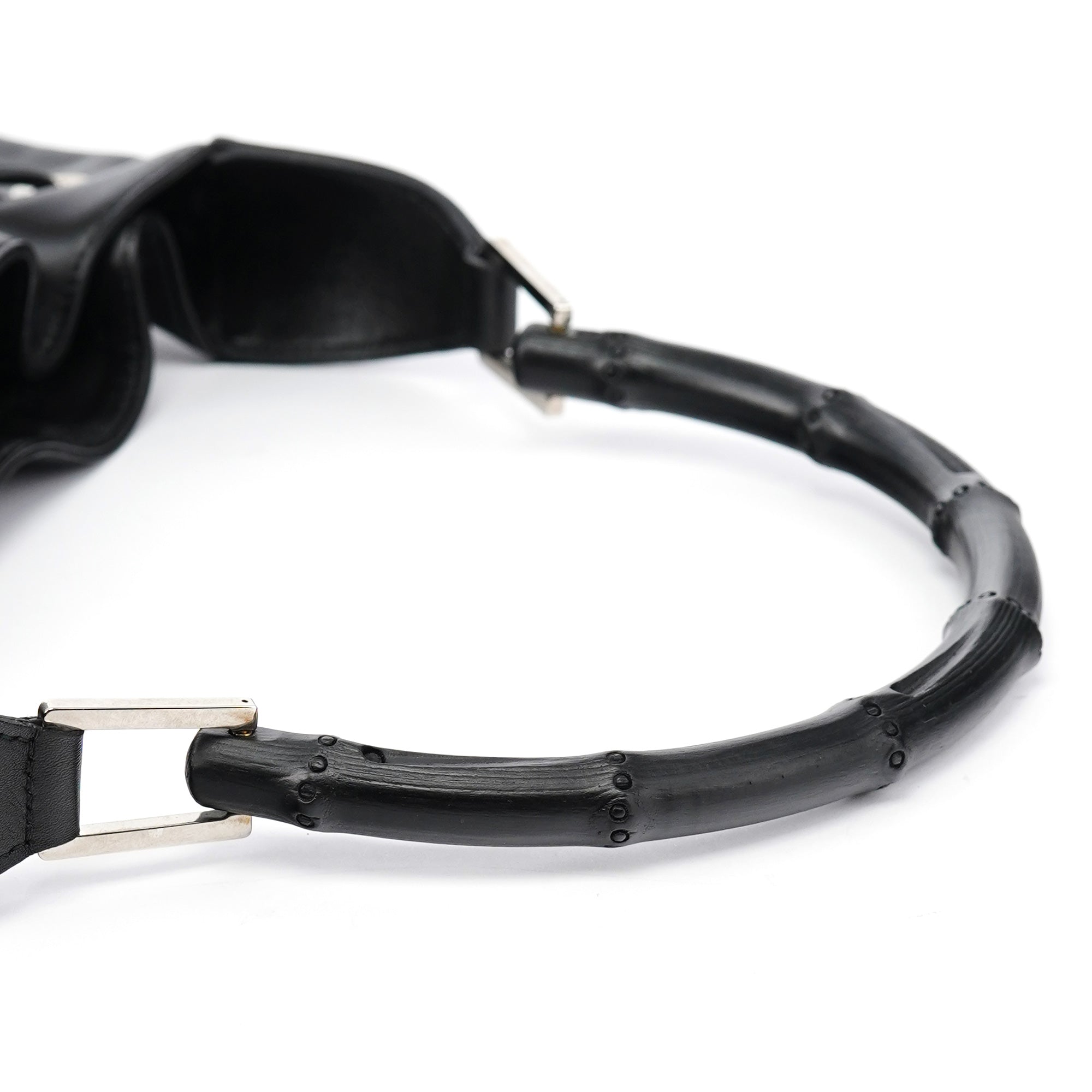 Black Calfskin Bamboo Shoulder Bag