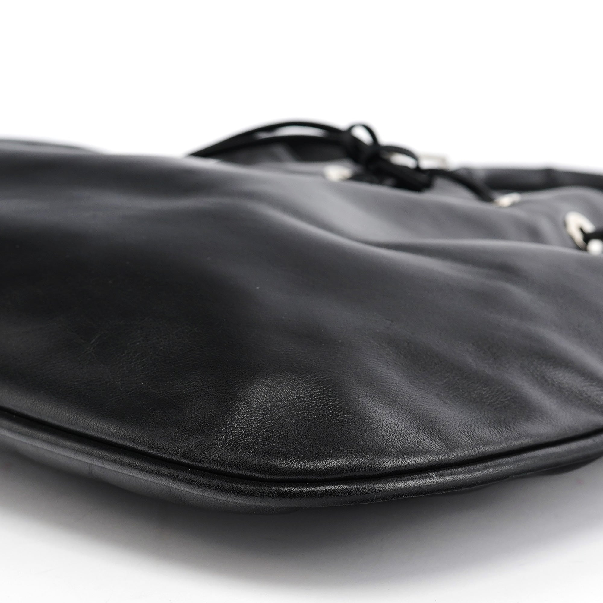 Black Calfskin Bamboo Shoulder Bag