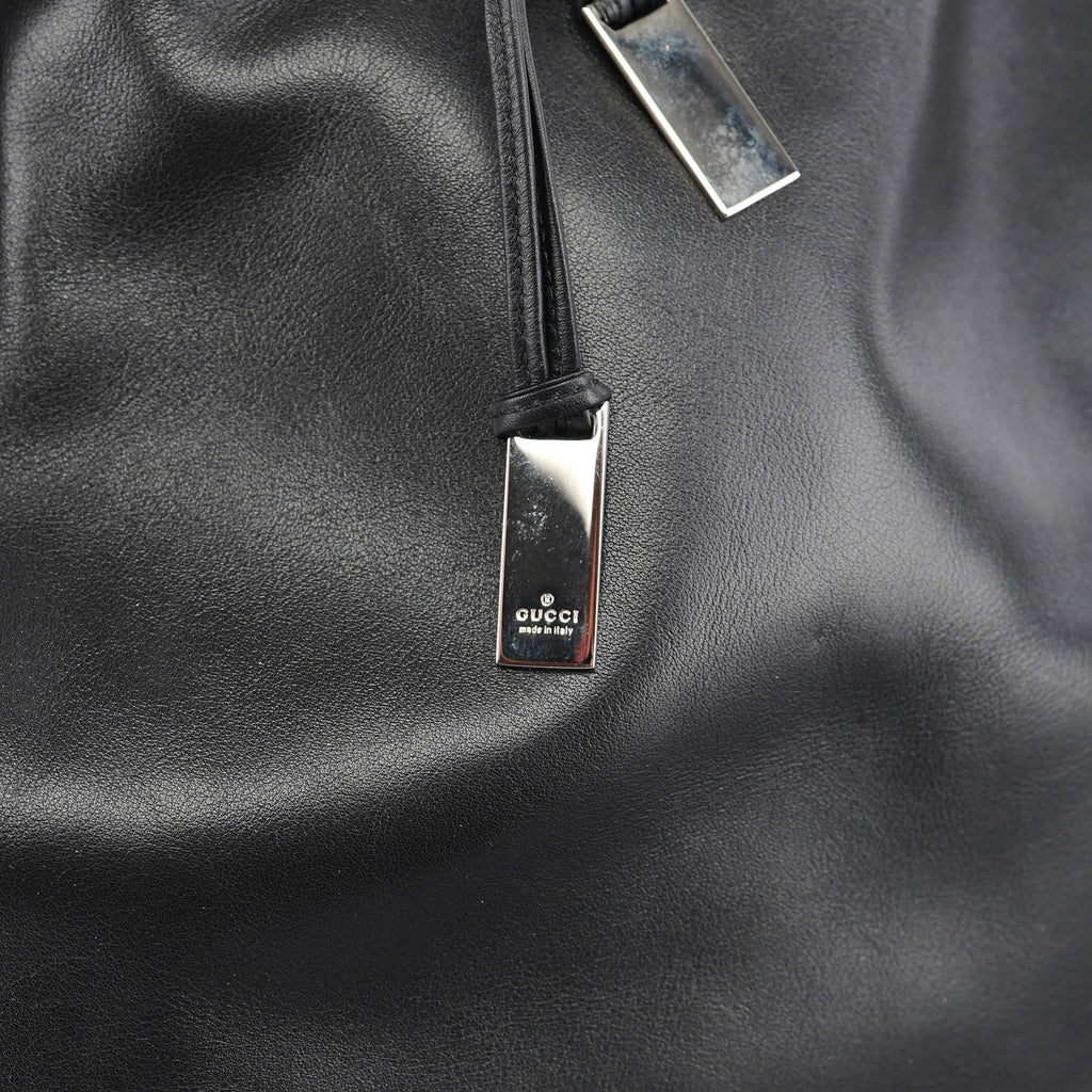 Black Calfskin Bamboo Shoulder Bag