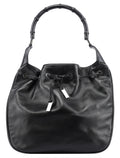Black Calfskin Bamboo Shoulder Bag