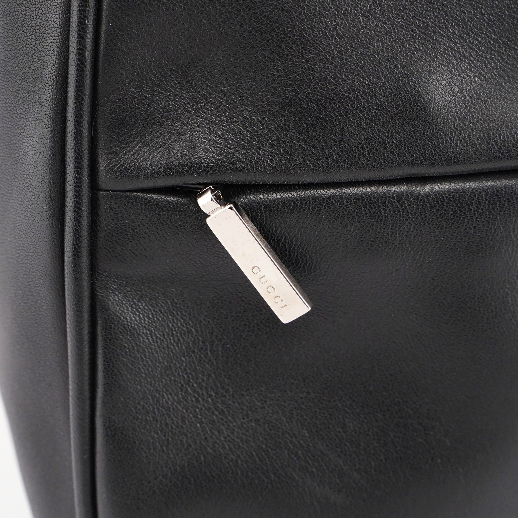 Black Calfskin Bamboo Shoulder Bag