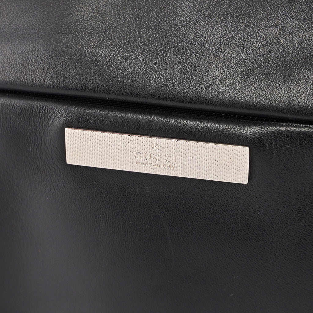 Black Calfskin Bamboo Shoulder Bag