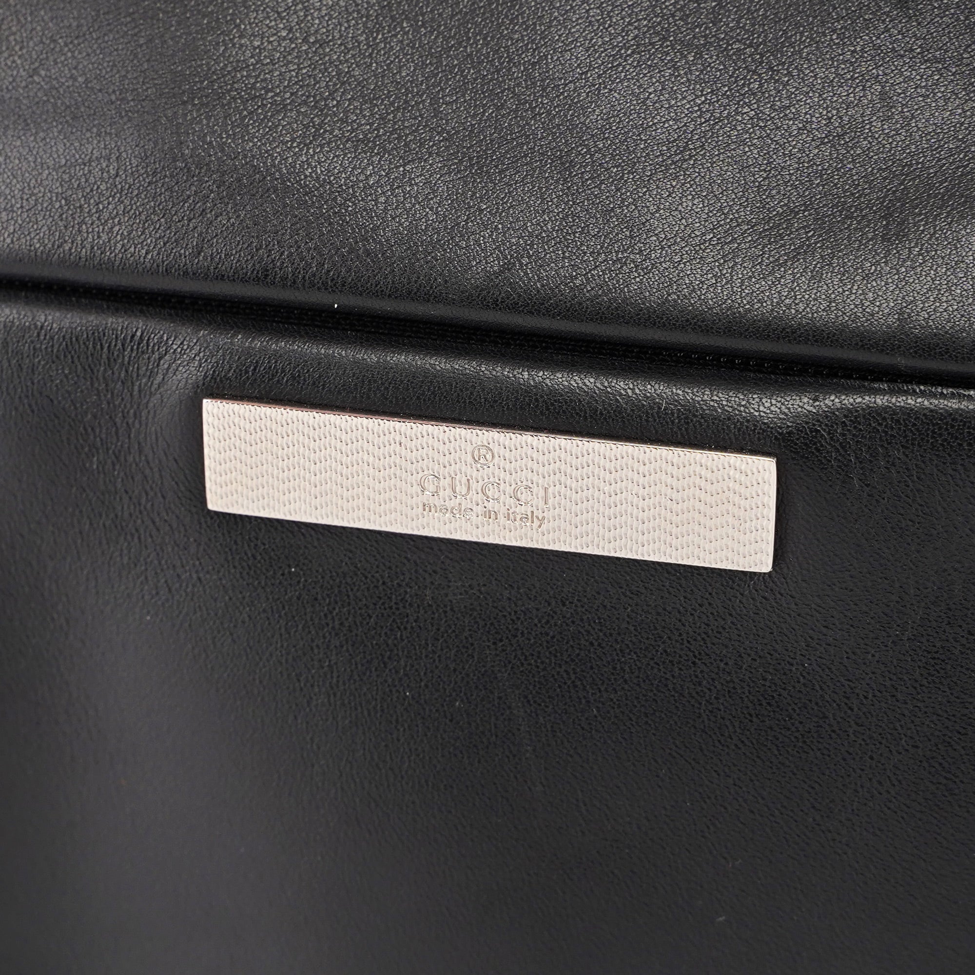 Black Calfskin Bamboo Shoulder Bag