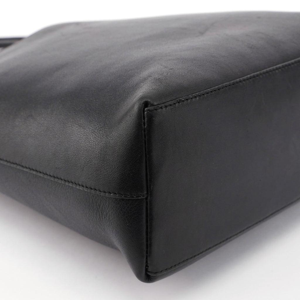 Black Calfskin Bamboo Shoulder Bag