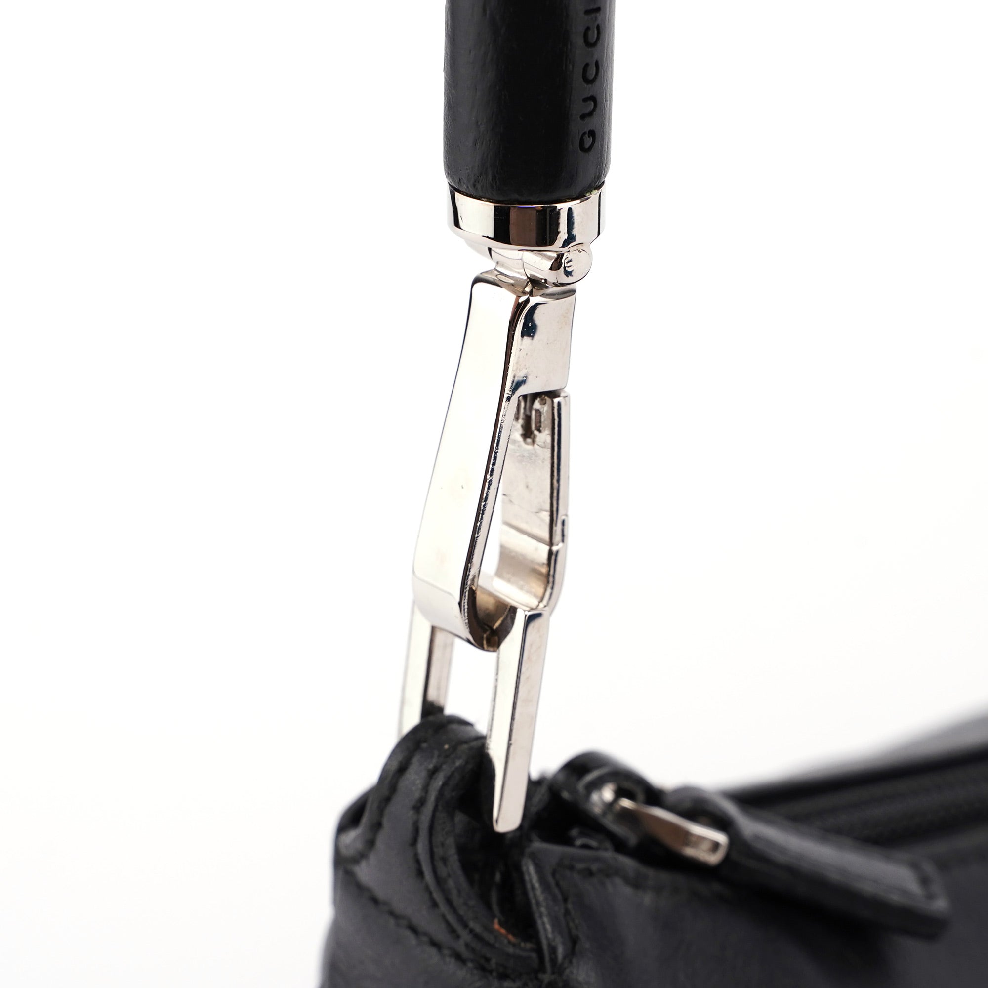 Black Calfskin Bamboo Shoulder Bag
