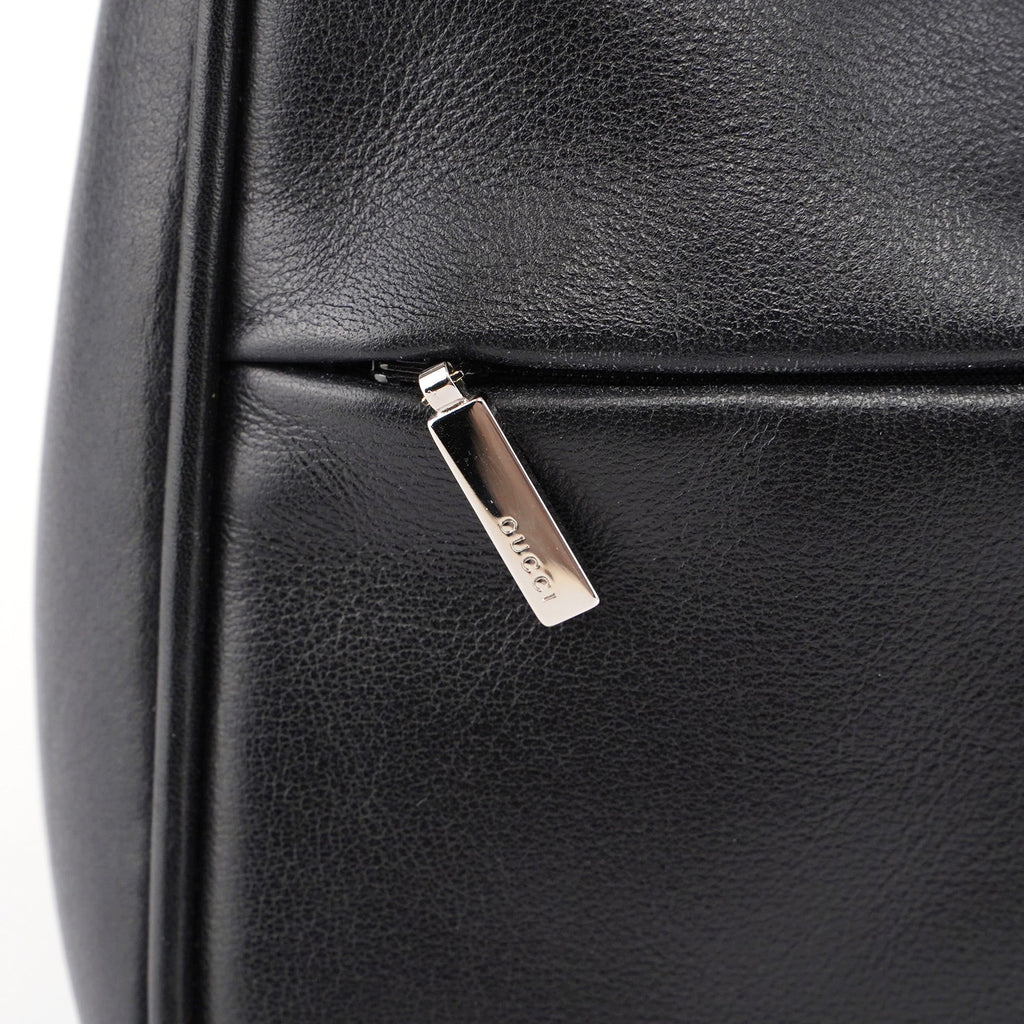 Black Calfskin Bamboo Shoulder Bag