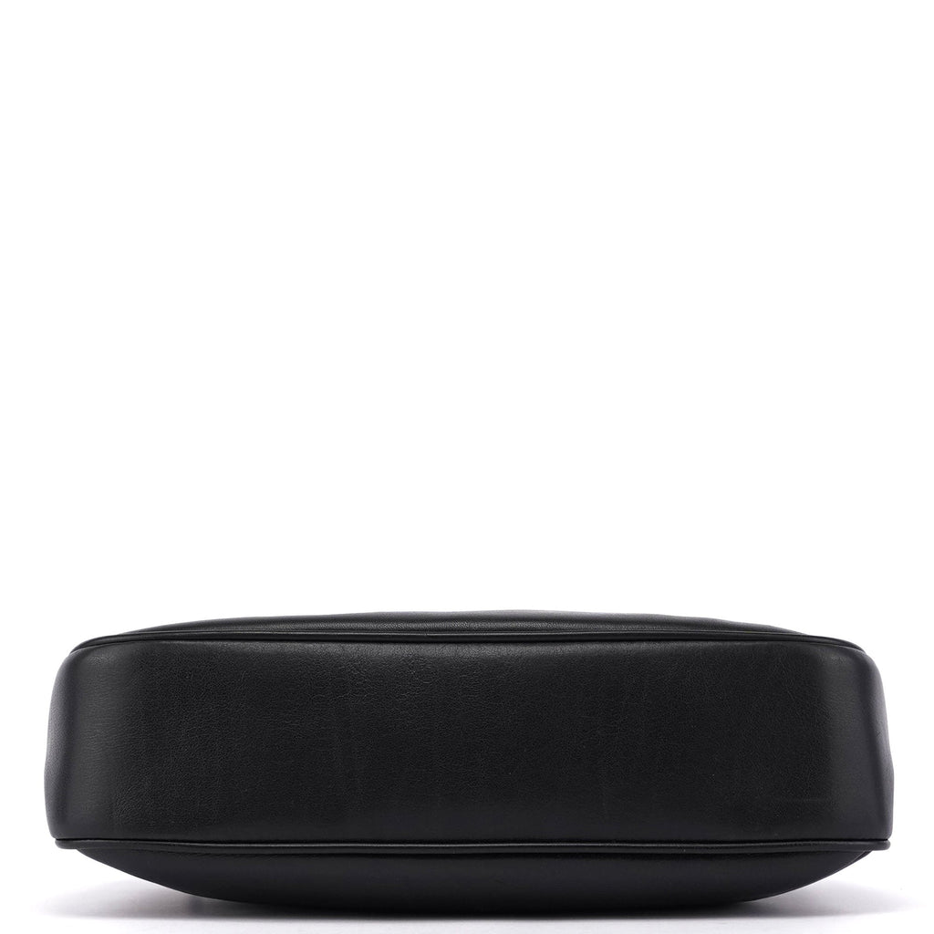 Black Calfskin Bamboo Shoulder Bag