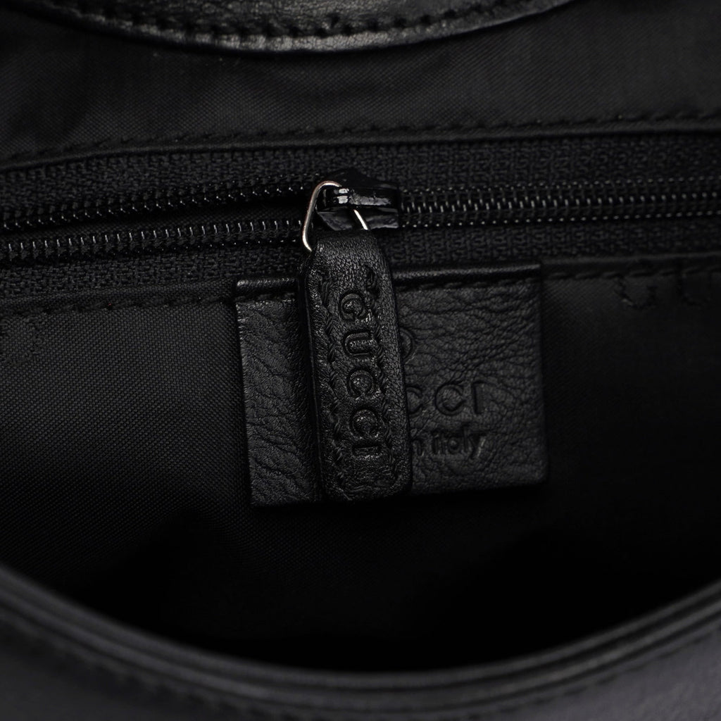 Black Calfskin Bamboo Shoulder Bag