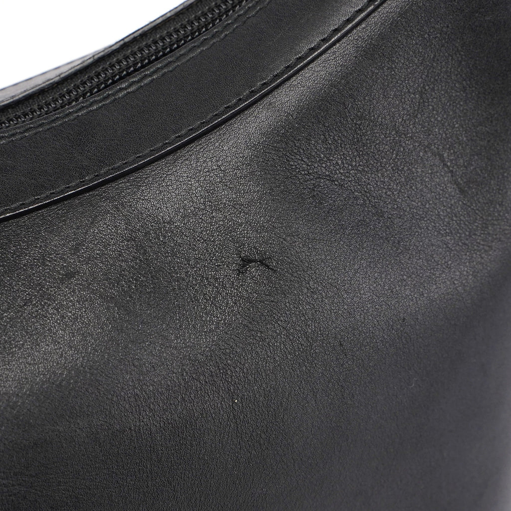 Black Calfskin Bamboo Shoulder Bag