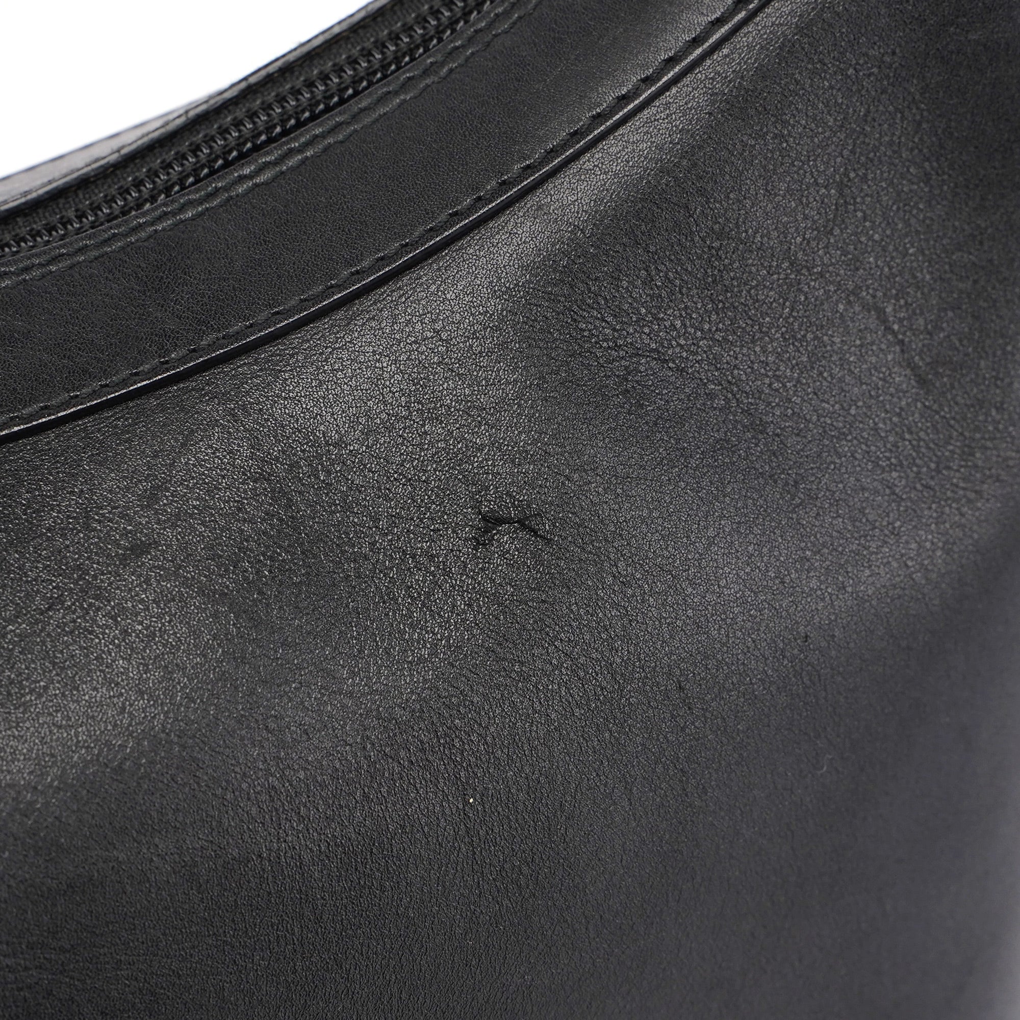 Black Calfskin Bamboo Shoulder Bag