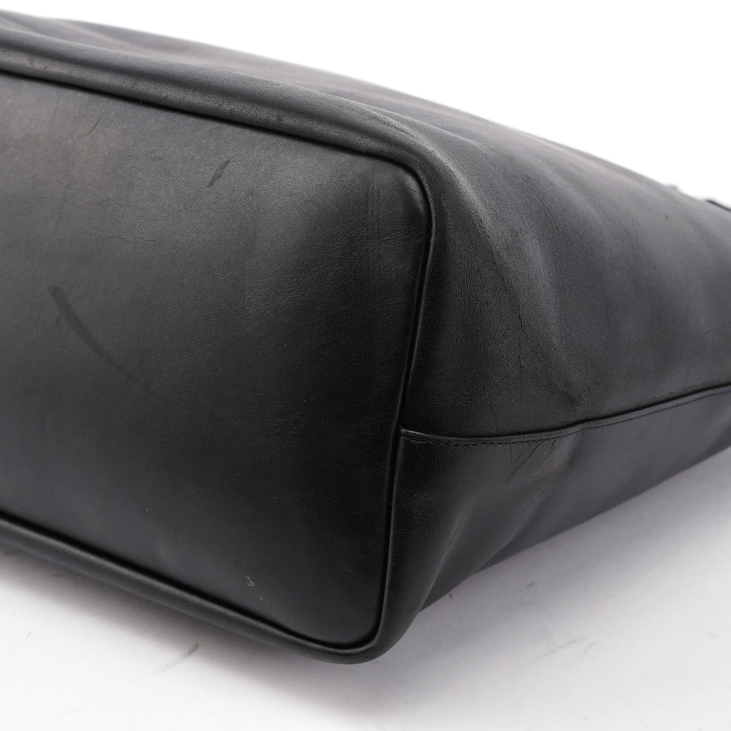 Black Calfskin Bamboo Shoulder Bag