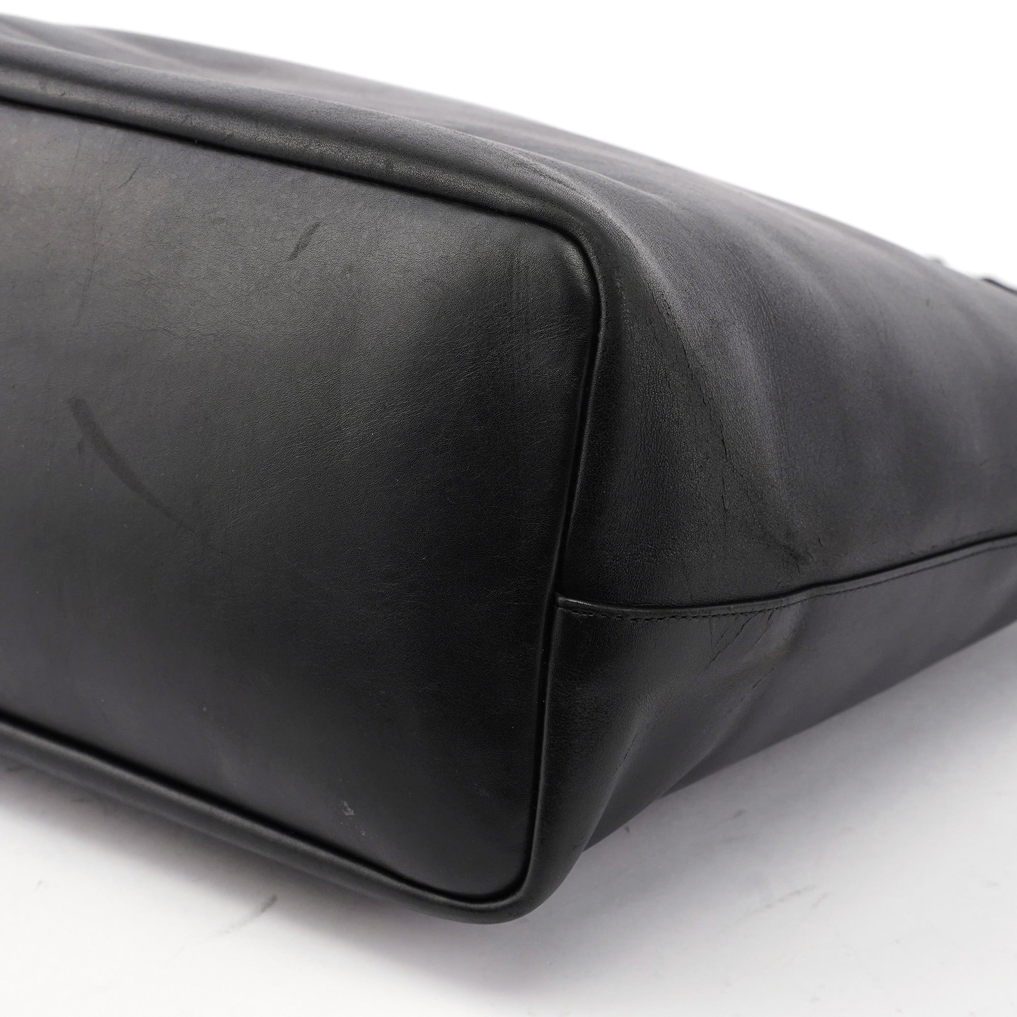 Black Calfskin Bamboo Shoulder Bag