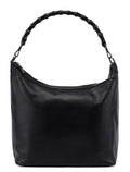 Black Calfskin Bamboo Shoulder Bag