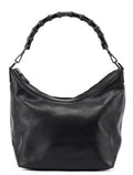 Black Calfskin Bamboo Shoulder Bag