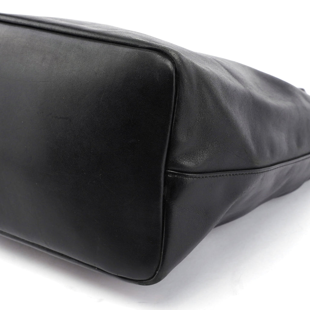 Black Calfskin Bamboo Shoulder Bag