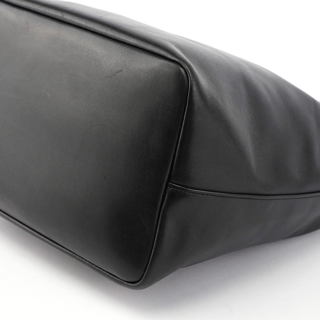 Black Calfskin Bamboo Shoulder Bag