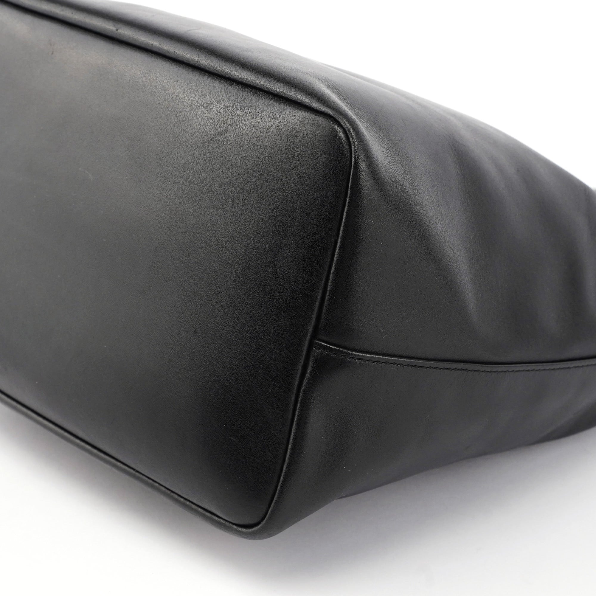 Black Calfskin Bamboo Shoulder Bag