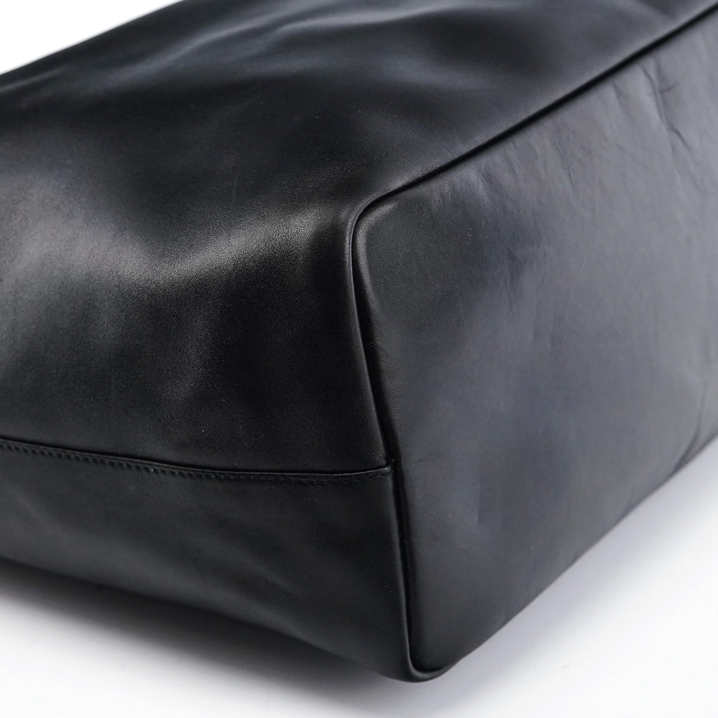 Black Calfskin Bamboo Shoulder Bag