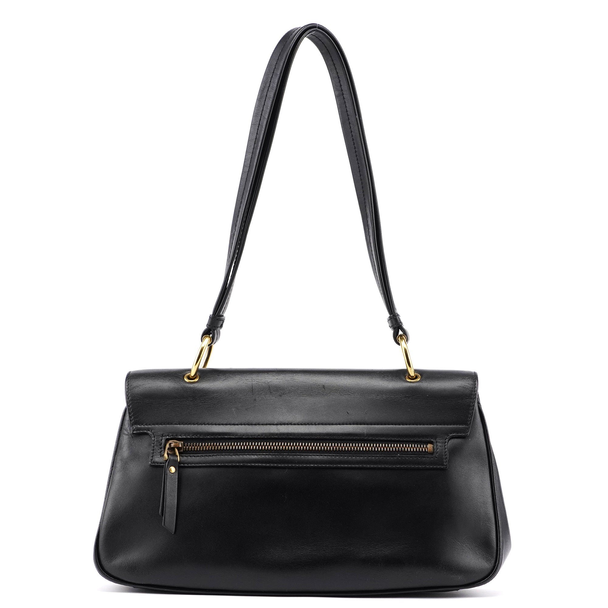 Black Calfskin Buckle Closure Bag