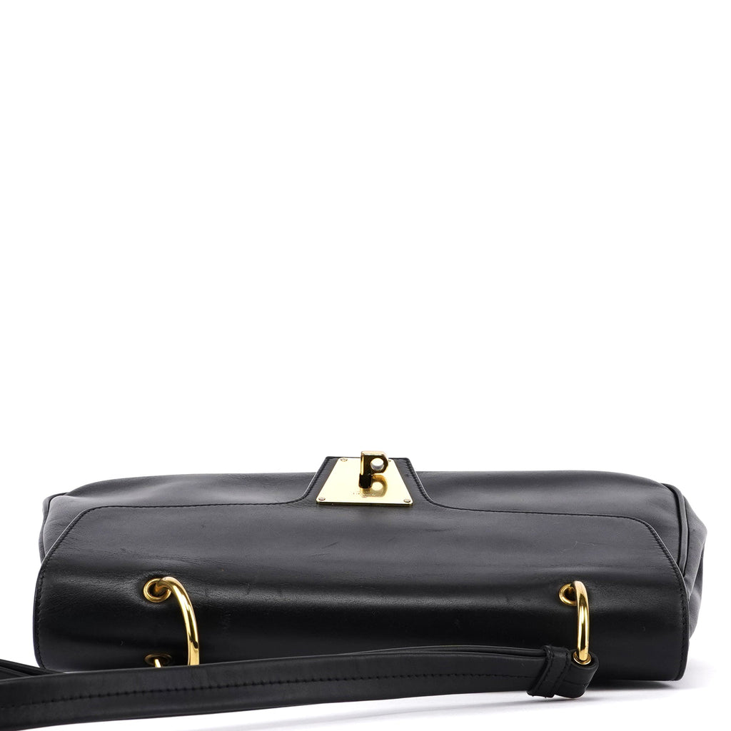 Black Calfskin Buckle Closure Bag