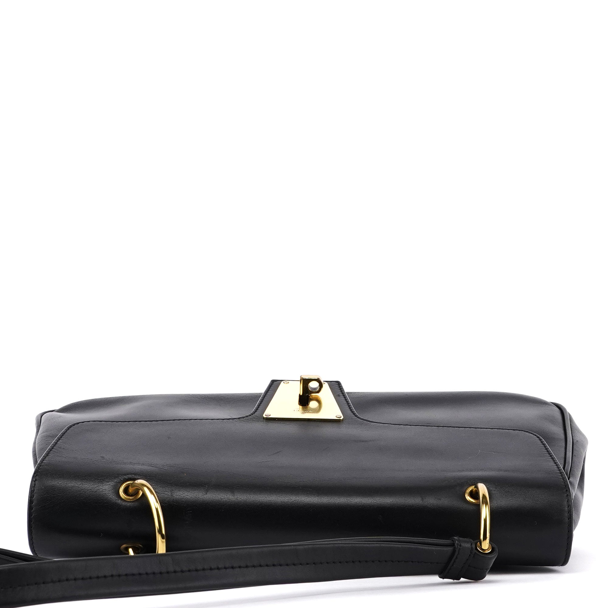 Black Calfskin Buckle Closure Bag
