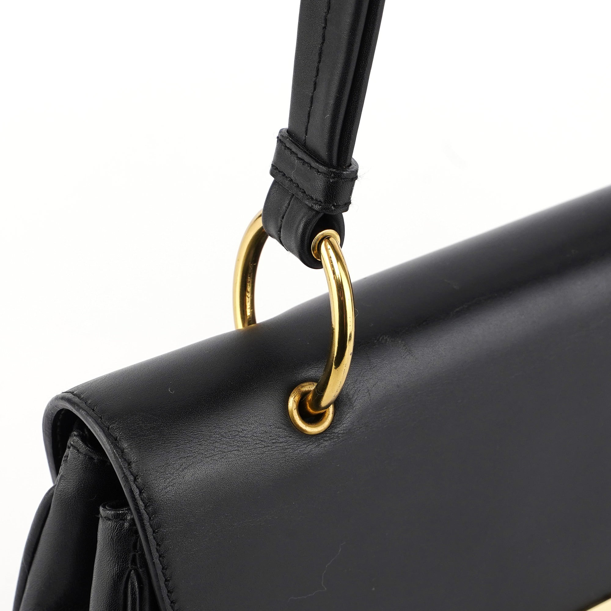 Black Calfskin Buckle Closure Bag