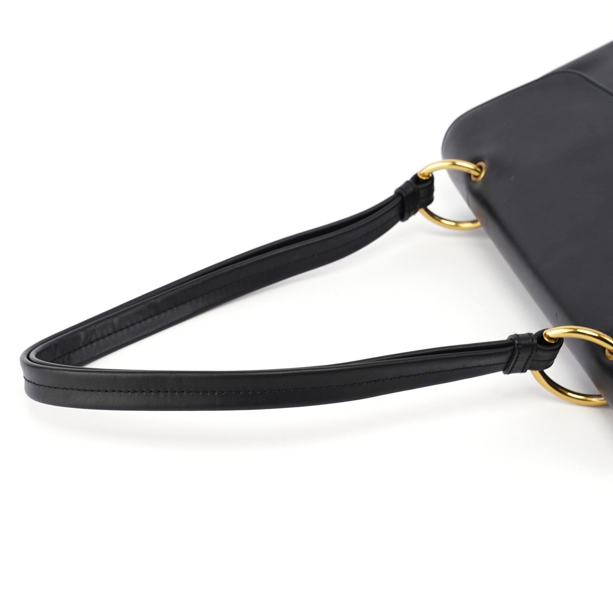 Black Calfskin Buckle Closure Bag