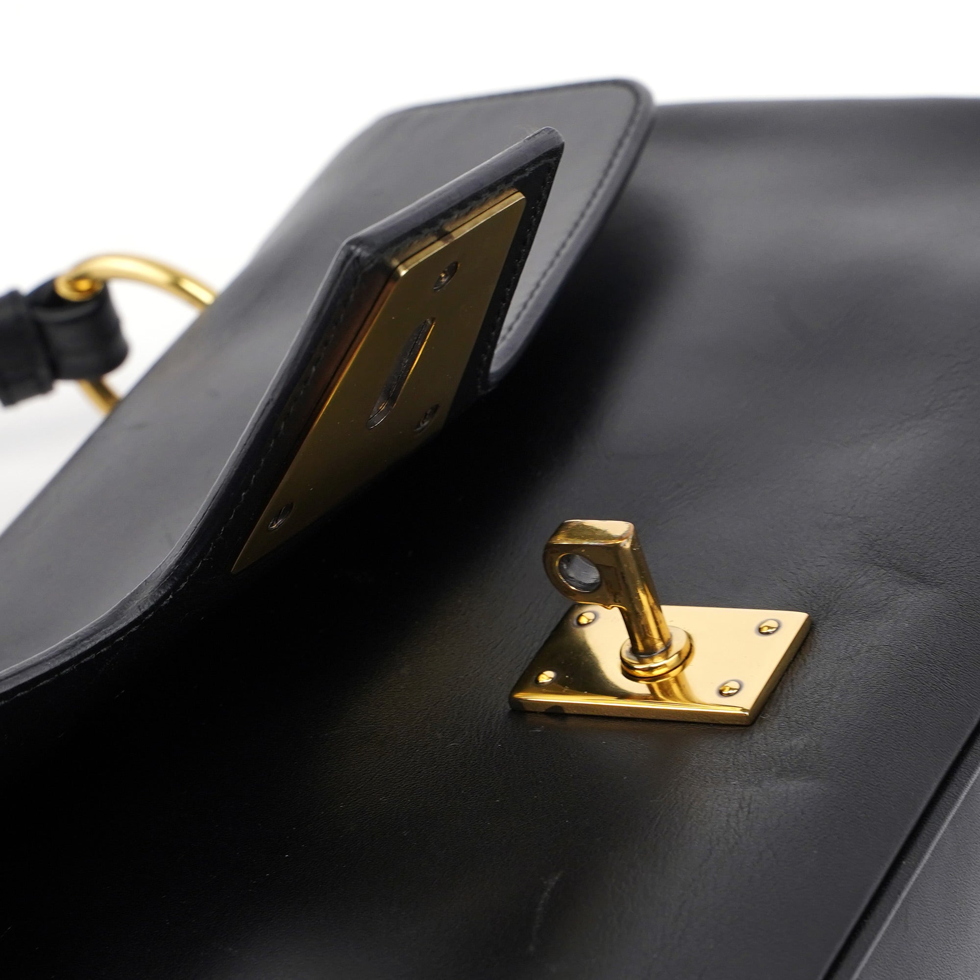 Black Calfskin Buckle Closure Bag